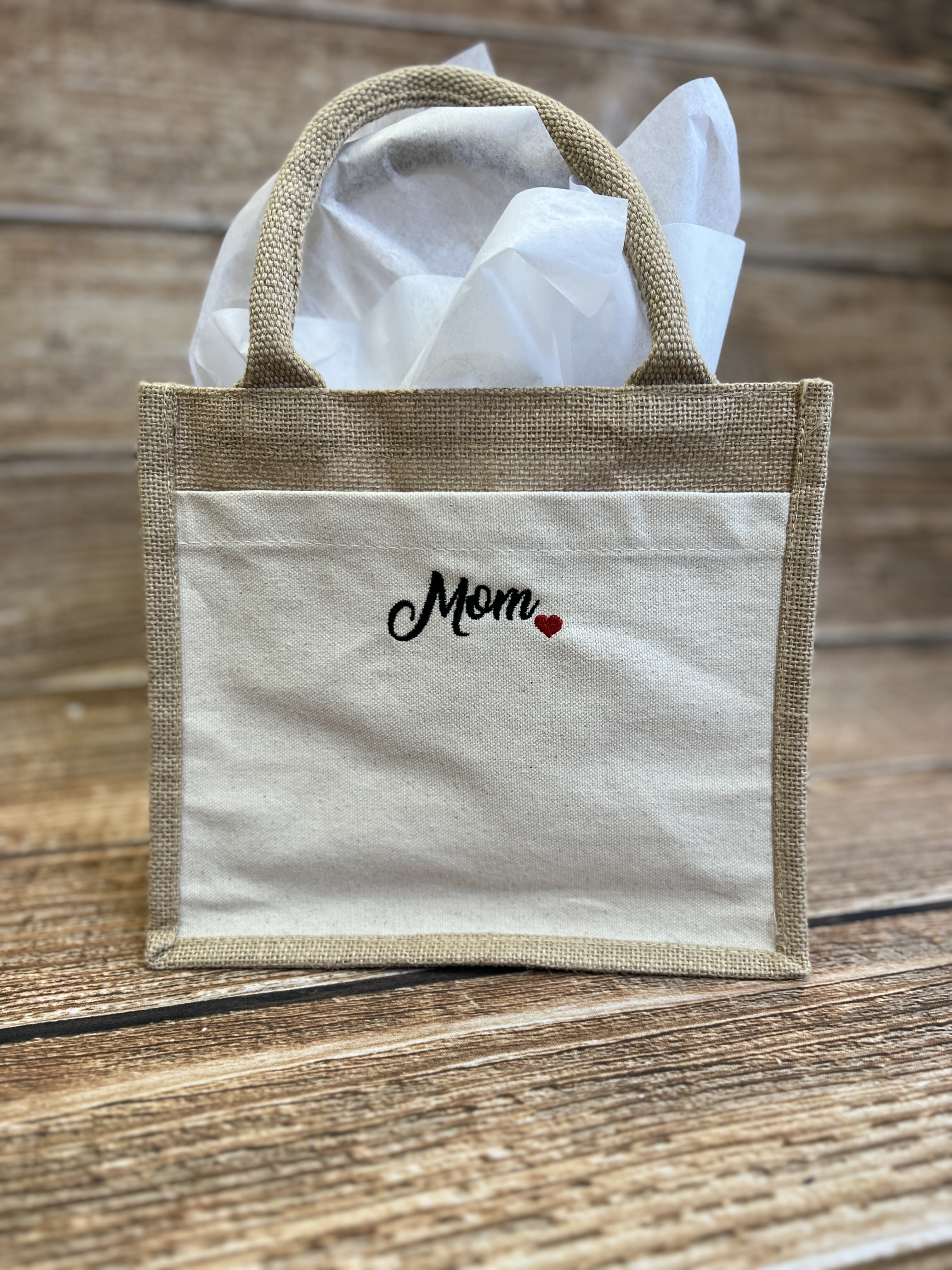 Burlap and Canvas Mom Tote