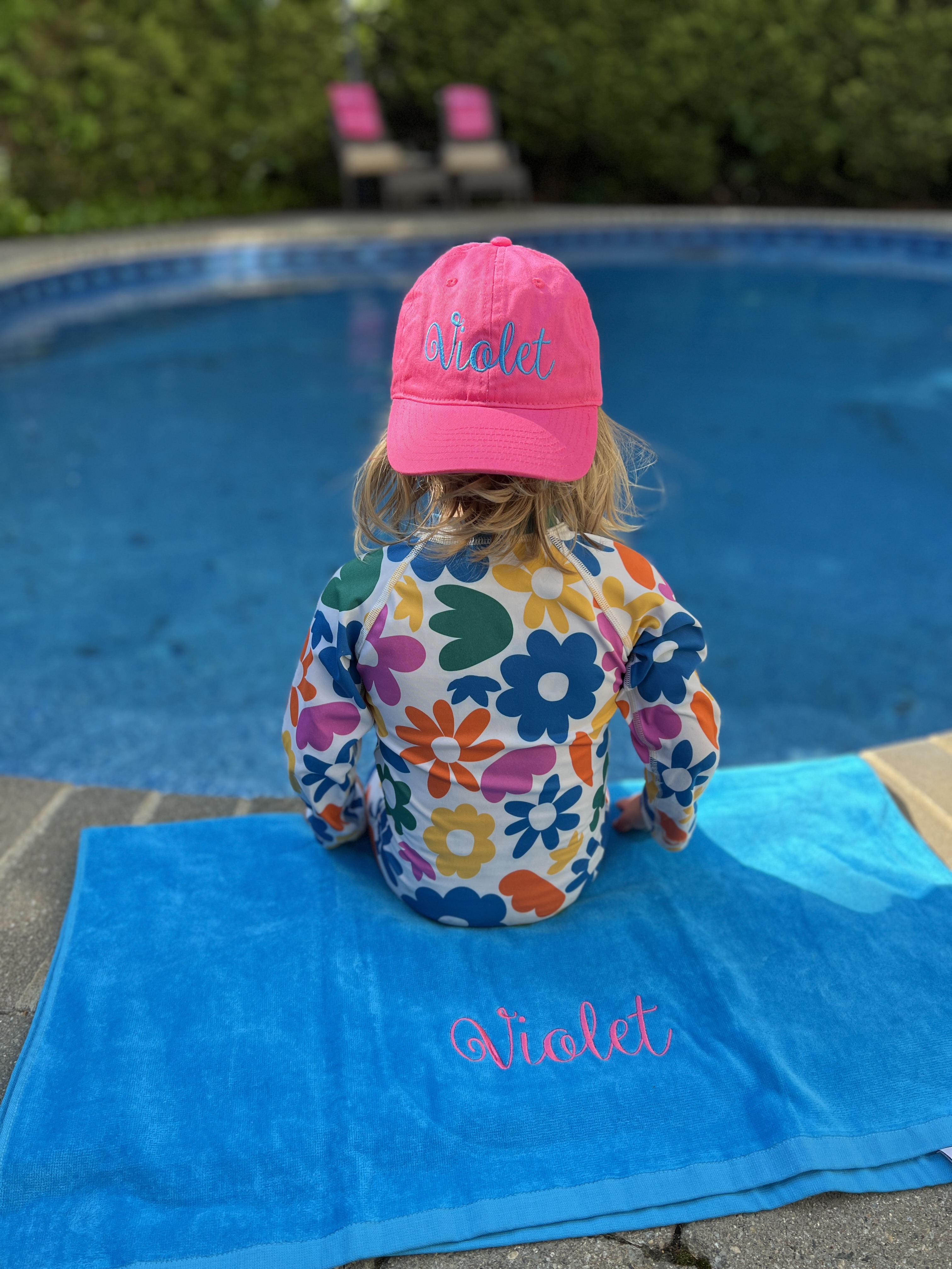 Monogrammed Beach Towel and Hat Gift Set