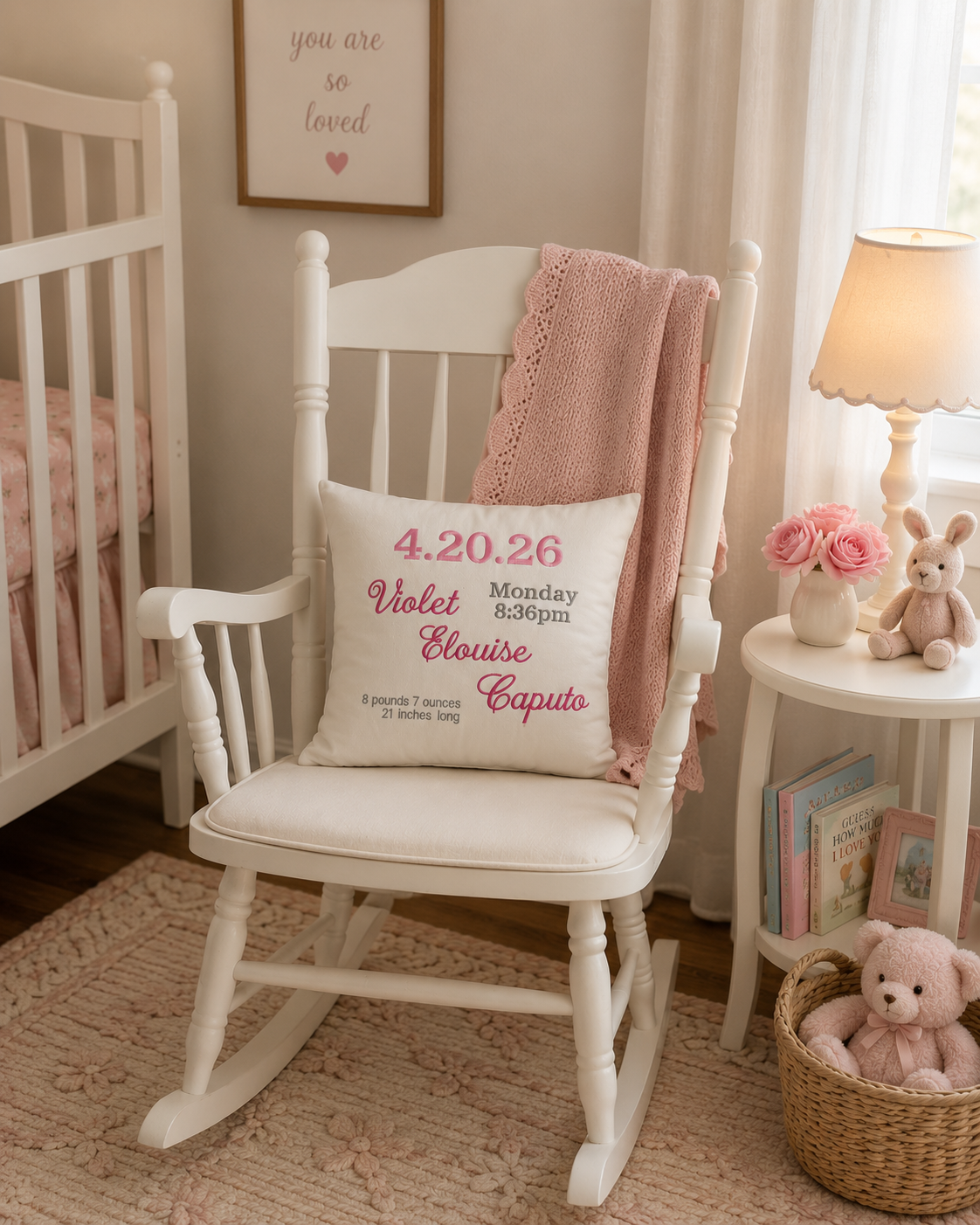 Baby birth announcement pillow